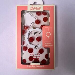 Sonix iPhone 16 MagSafe Case Cherry On Top Red Glitter Fruit Clear Cover NEW